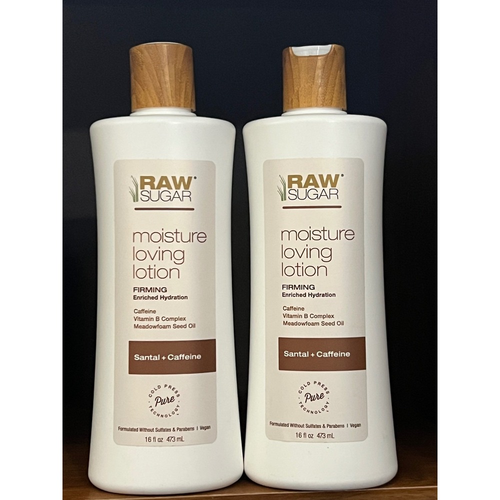 Raw Sugar Moisture Loving Lotion Firming Enriched Hydration Santal Caffeine 16oz